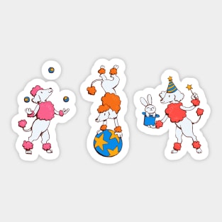 Three Circus Poodles Sticker